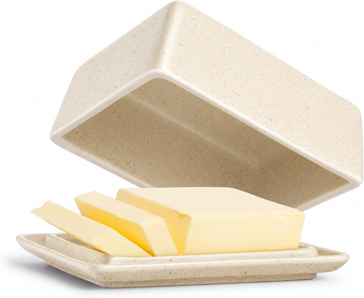 Butterdose Keramik in Beige für 250g Butter