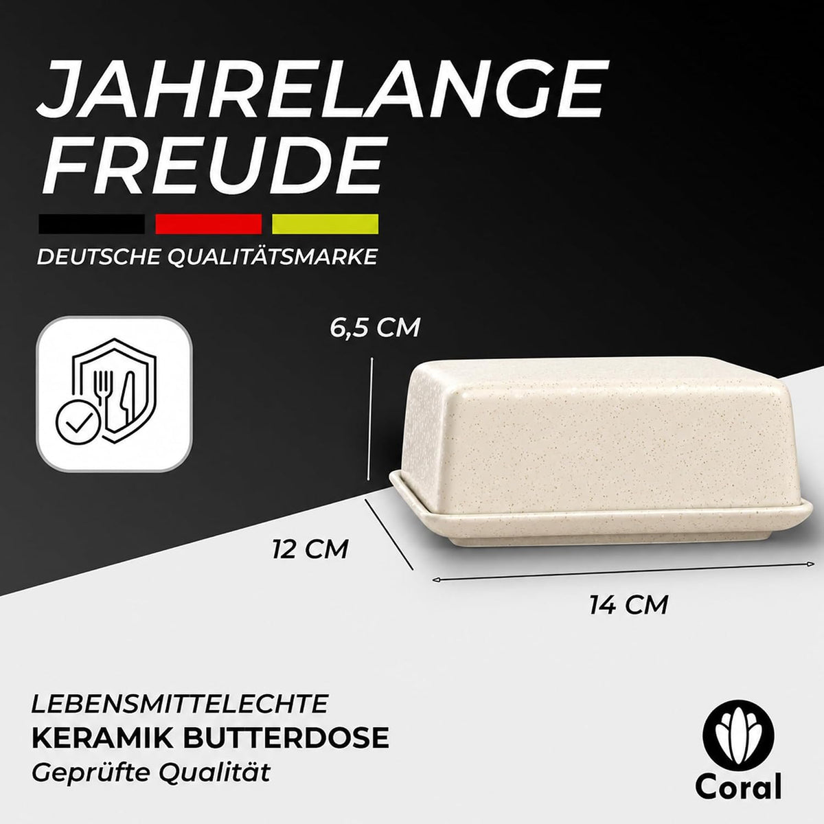 Butterdose Keramik in Beige für 250g Butter