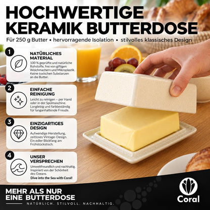 Butterdose Keramik in Beige für 250g Butter