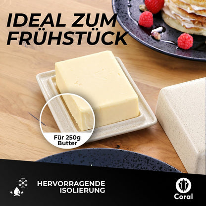 Butterdose Keramik in Beige für 250g Butter