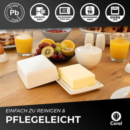Butterdose Keramik in Beige für 250g Butter
