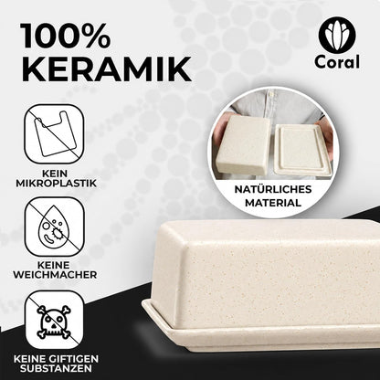 Butterdose Keramik in Beige für 250g Butter