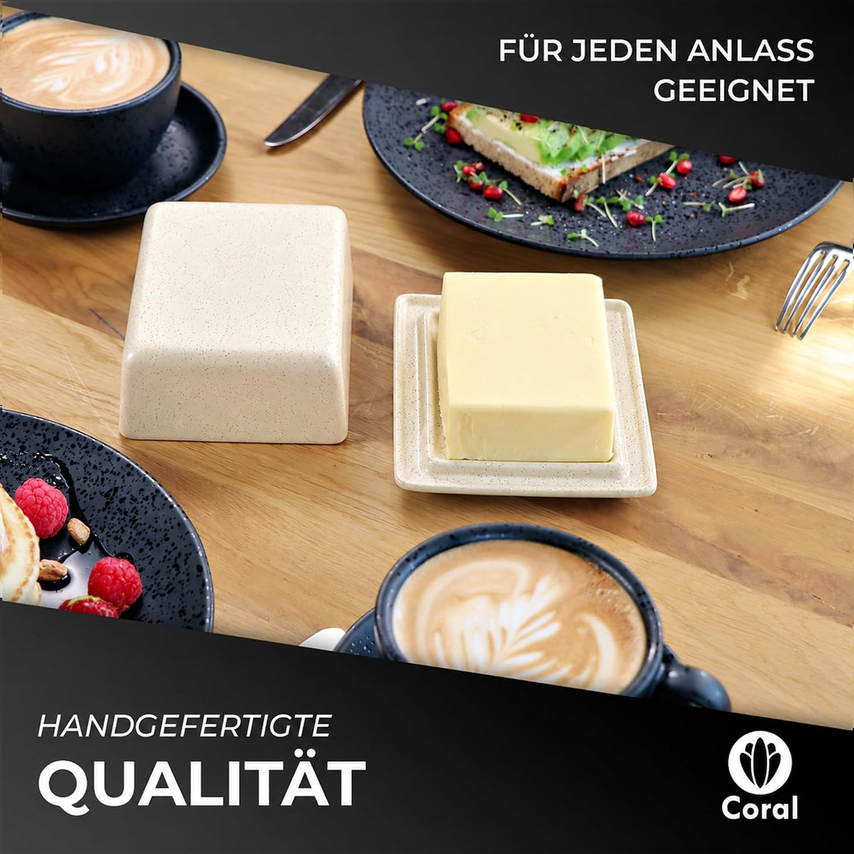 Butterdose Keramik in Beige für 250g Butter