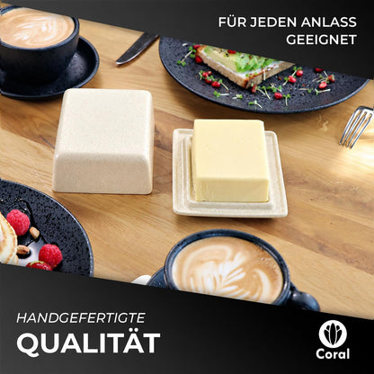 Butterdose Keramik in Beige für 250g Butter