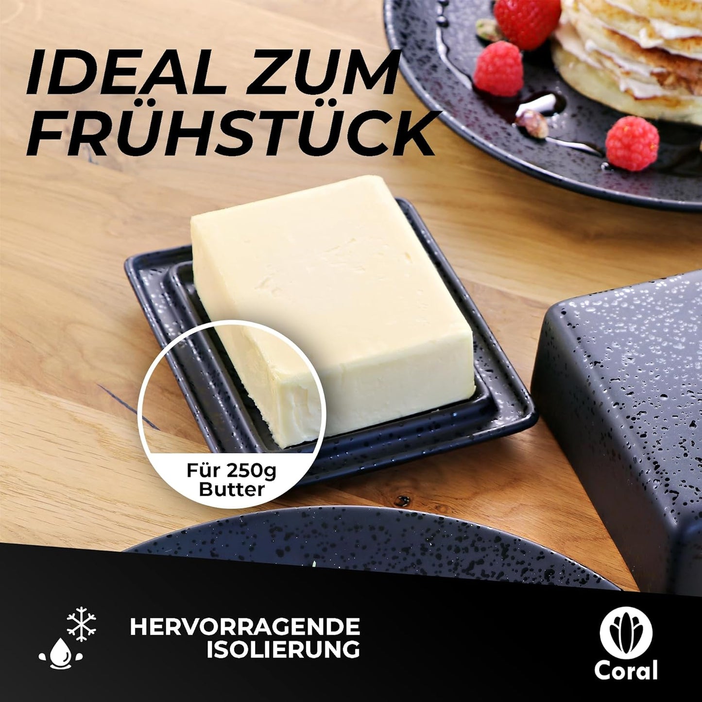 Butterdose Keramik in Schwarz für 250g Butter